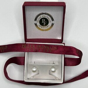 Peter Franklin 925 Sterling Silver Pearl Studs Earrings